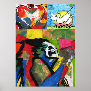 Heart Dove Rock Star Painting posters