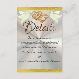Heart & Doves, QR Code - White/Gold Enclosure Card