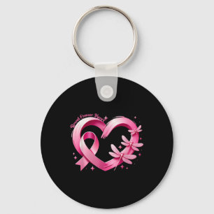 Heart Dragonflies Breast Cancer Awareness Women Ki Keychain