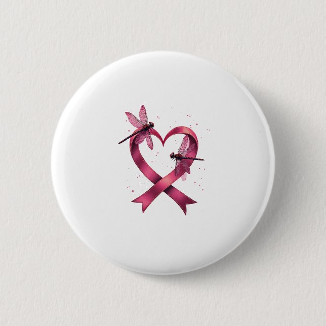 Heart Dragonflies Men Women Kid 2 Inch Round Button (Front)