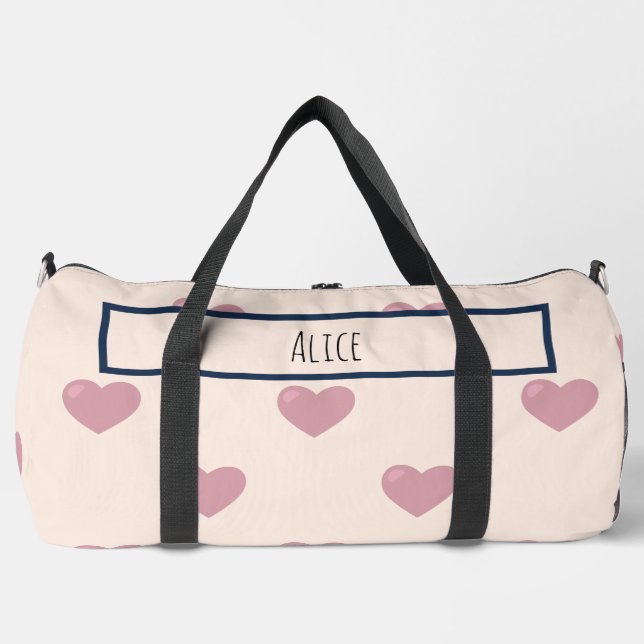 Heart Drawing I Custom Name  Duffle Bag (Front)