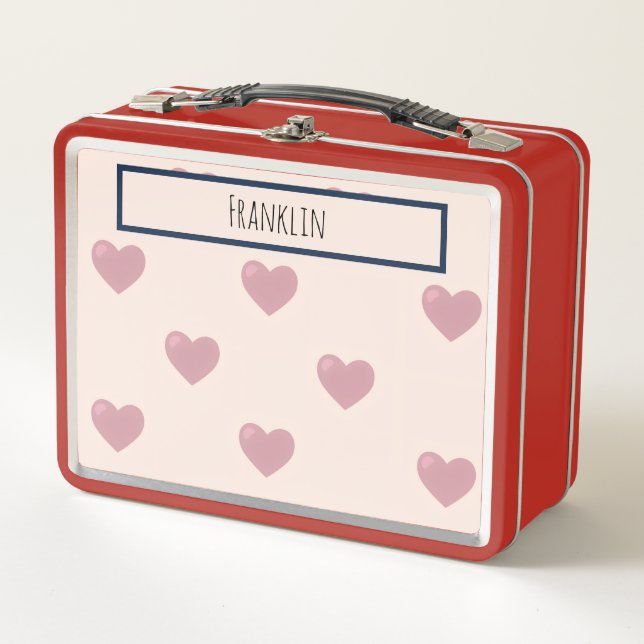 Heart Drawing I Custom Name Metal Lunch Box (Front)