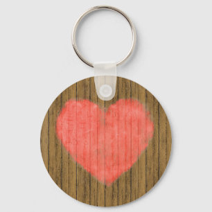 Heart Drawing in Wood Wall Keychain