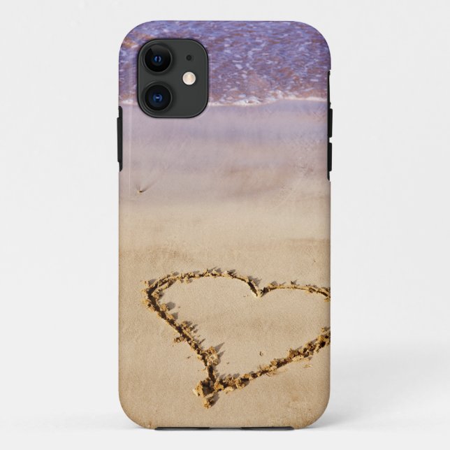 Heart Drawn in the Sand at the Beach Case-Mate iPhone Case (Back)