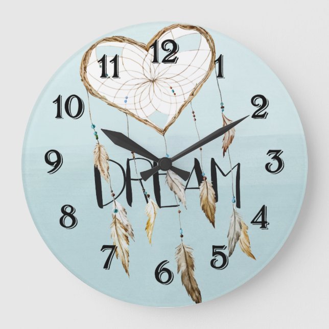 Heart Dream Catcher Large Clock (Front)