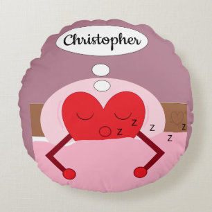 Heart Dreams Pink and Purple Round Pillow