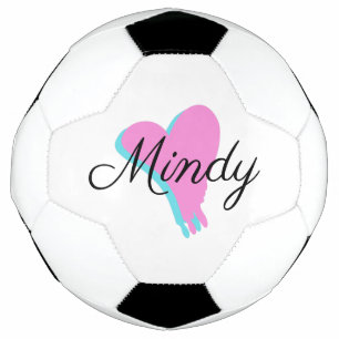 Heart Dripping Valentines Day Blue Pink Name    Soccer Ball