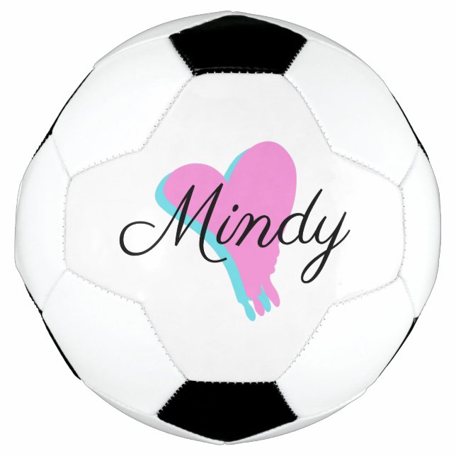 Heart Dripping Valentines Day Blue Pink Name    Soccer Ball (Front)