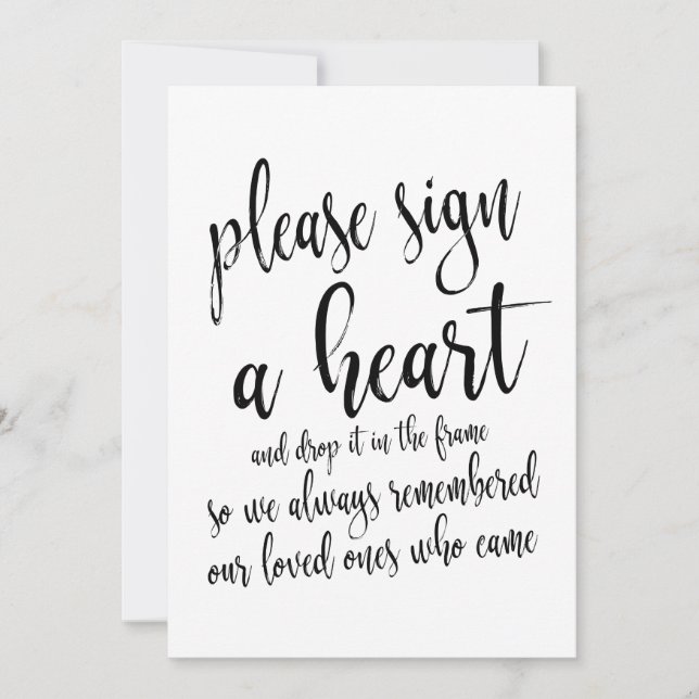 Heart Drop Guest Book Affordable Wedding Sign Invitation (Front)