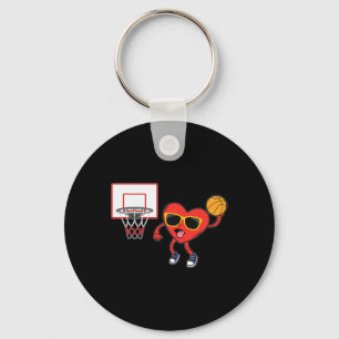 Heart Dunk Basketball Player Valentines Day Love S Keychain