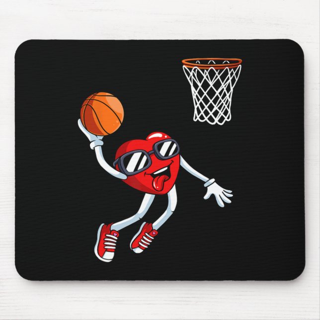 Heart Dunk Basketball Player Valentines Day Love S Mouse Pad (Front)