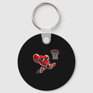 Heart Dunking Sketll Valentines Day Boys Girls Kid Keychain
