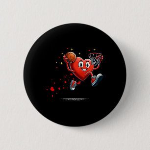 Heart Dunking Valentines Day Basketball Kids 2 Inch Round Button