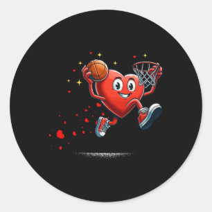 Heart Dunking Valentines Day Basketball Kids  Classic Round Sticker