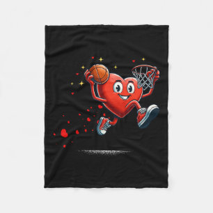 Heart Dunking Valentines Day Basketball Kids  Fleece Blanket