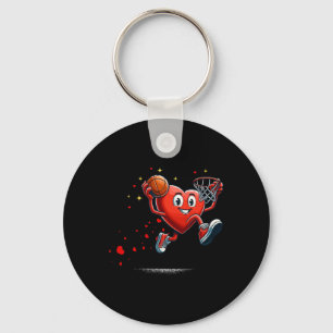 Heart Dunking Valentines Day Basketball Kids  Keychain