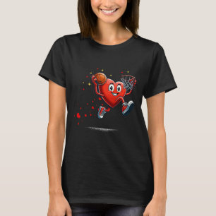 Heart Dunking Valentines Day Basketball Kids  T-Shirt