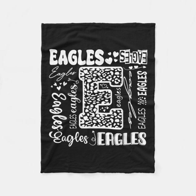 Heart Eagles School Team Go Ealges For Men Women F Fleece Blanket (Front)
