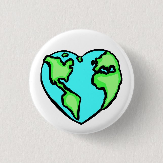 Heart Earth 1 Inch Round Button (Front)