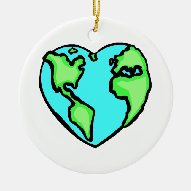 Heart Earth Ceramic Ornament (Front)