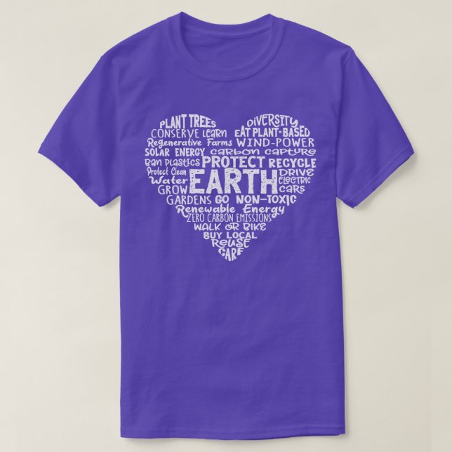 Heart Earth Word Cloud T-Shirt (Design Front)