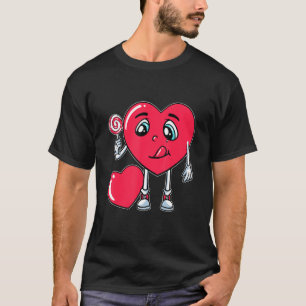 Heart Eating Lollipop Valentines Day Sweet Candy B T-Shirt