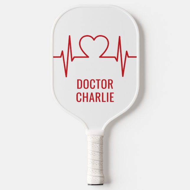 Heart EKG custom name & colour Pickleball Paddle (Front)