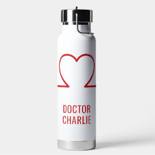 Heart EKG custom name & colour Water Bottle