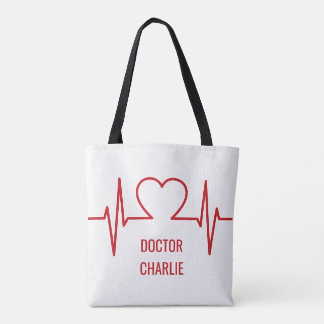 Heart EKG custom name & occupation bags (Back)
