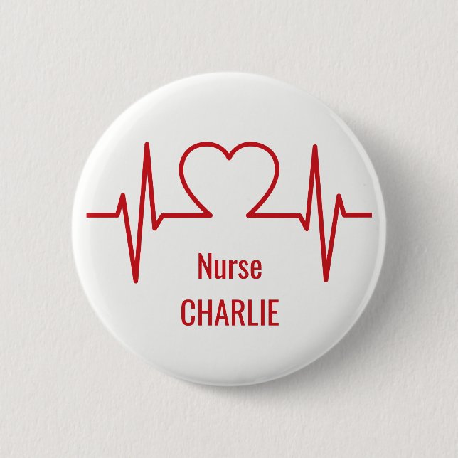 Heart EKG custom name & occupation buttons (Front)
