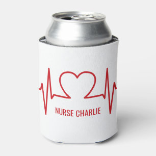 Heart EKG custom name & occupation Can Cooler