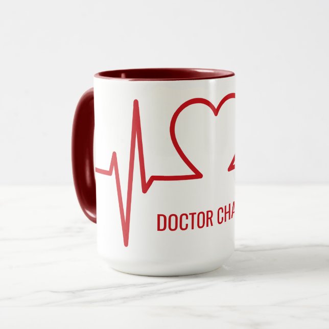 Heart EKG custom name & occupation mugs (Front Left)