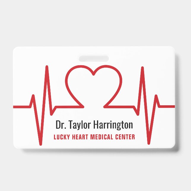 Heart EKG custom text & photo medical badges (Front)