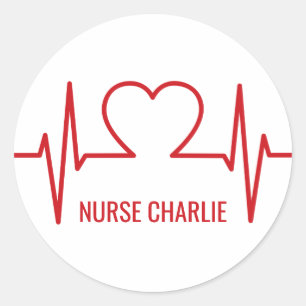 Heart EKG nom personnalisé et autocollants d'occup
