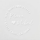Heart & Elegant Round Text Wedding Return Address