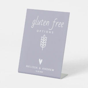 Heart & Elegant Script - Wedding Gluten Free Food Pedestal Sign