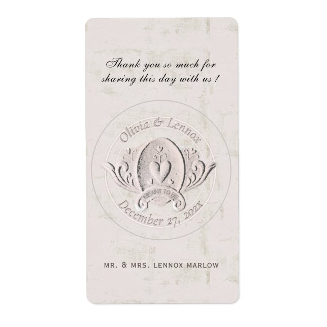 Heart Embossed Emblem Vintage Wedding Thank You (Front)