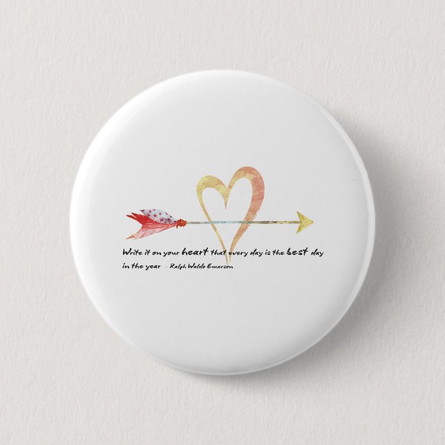 Heart Emerson Quote 2 Inch Round Button (Front)
