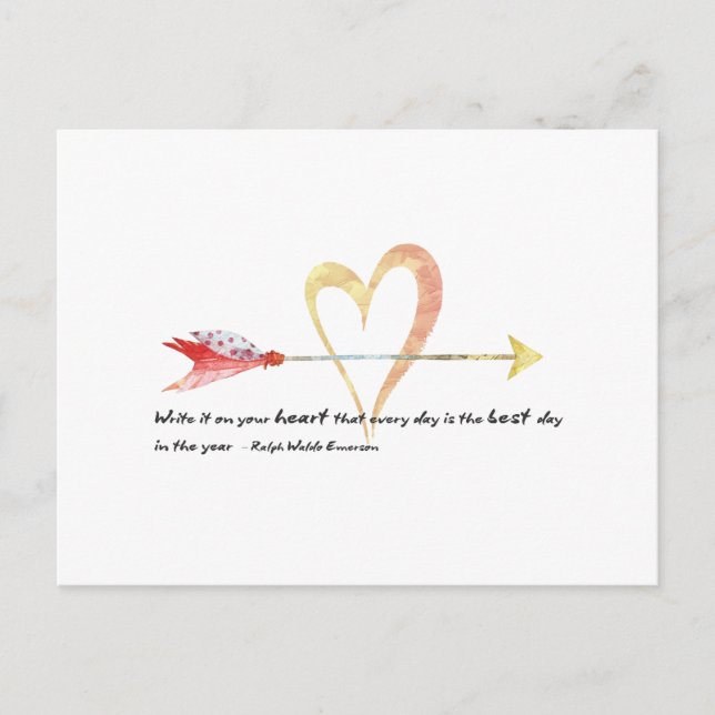Heart Emerson Quote Postcard (Front)