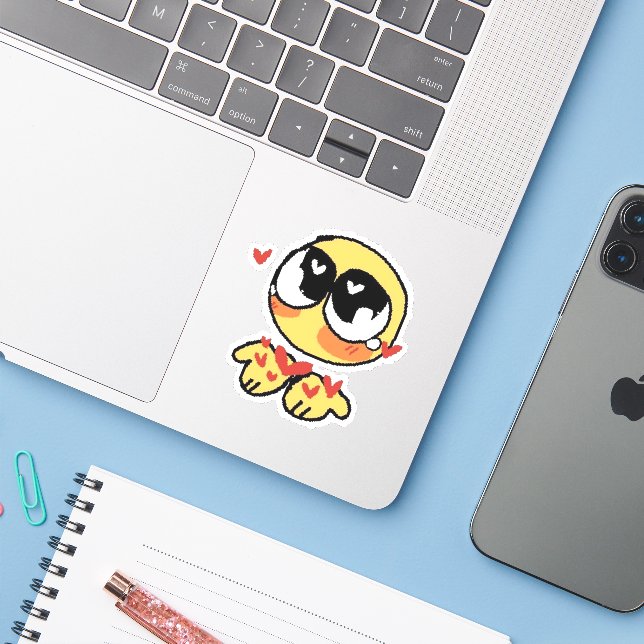 Heart emoji funny reaction internet meme Sticker (Laptop w/ iPhone)