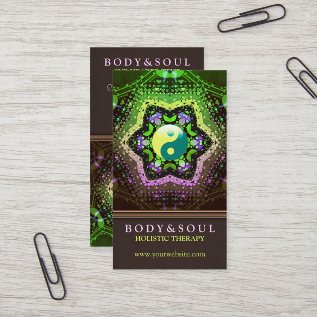 Heart Energy YinYang New Age Business Cards (Front/Back In Situ)