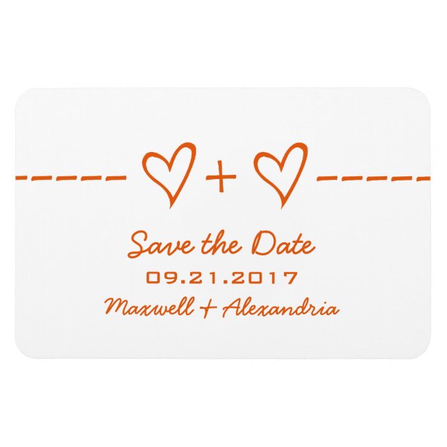 Heart Equation Save the Date Magnet, Orange Magnet (Horizontal)