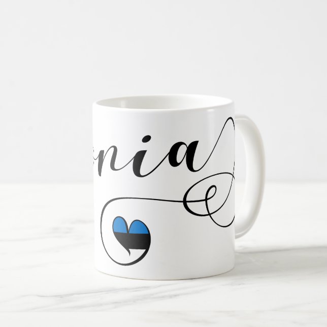 Heart Estonia Mug, Finn, Estonian Coffee Mug (Front Right)