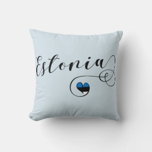 Heart Estonia Pillow, Estonian Flag Throw Pillow