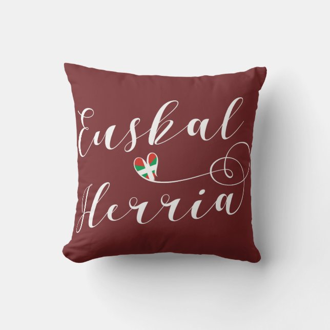 Heart Euskal Herria Pillow, Basque Flag Throw Pillow (Front)