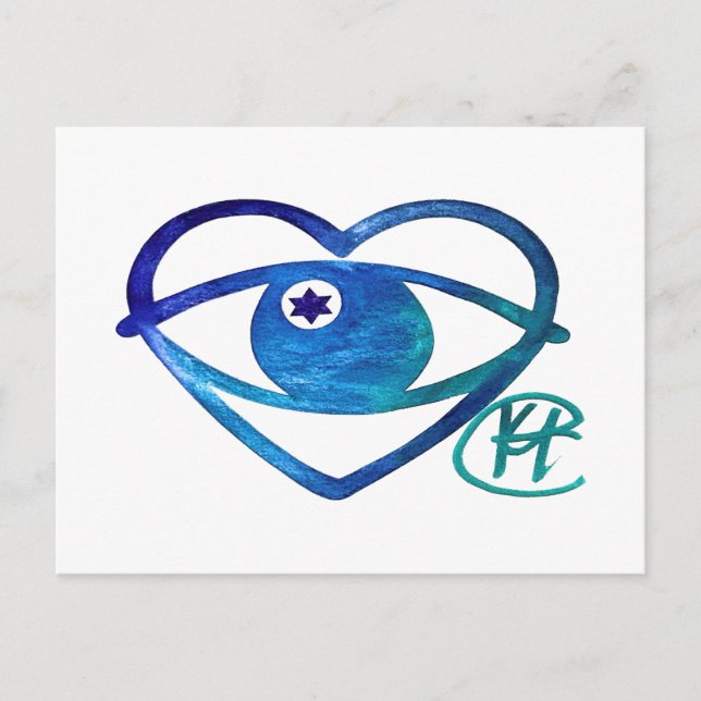 Heart Evil Eye Pop Art Postcard (Front)