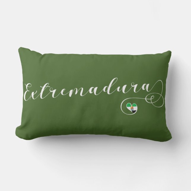 Heart Extremadura Flag, Estremaúra, Spain Lumbar Pillow (Front)