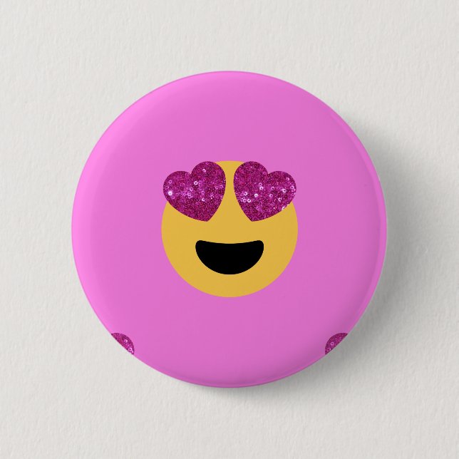 heart eye emoji 2 inch round button (Front)