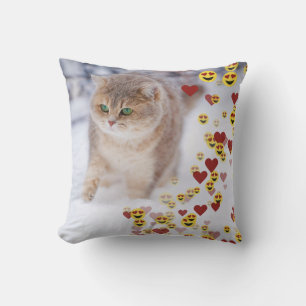 Heart Eye Emoji Customizable Throw Pillow