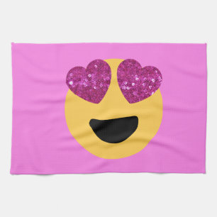 heart eye emoji kitchen towel